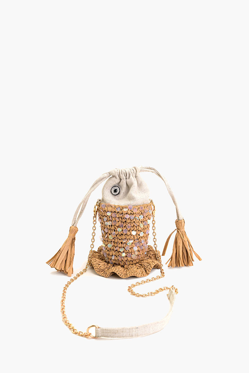 Ocean Whimsy Raffia Fish Bag