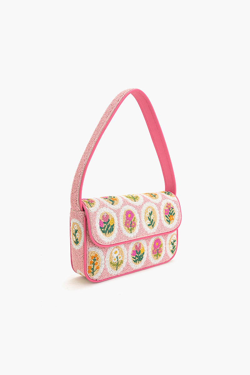 Blooming Medallions Beaded Shoulder Bag