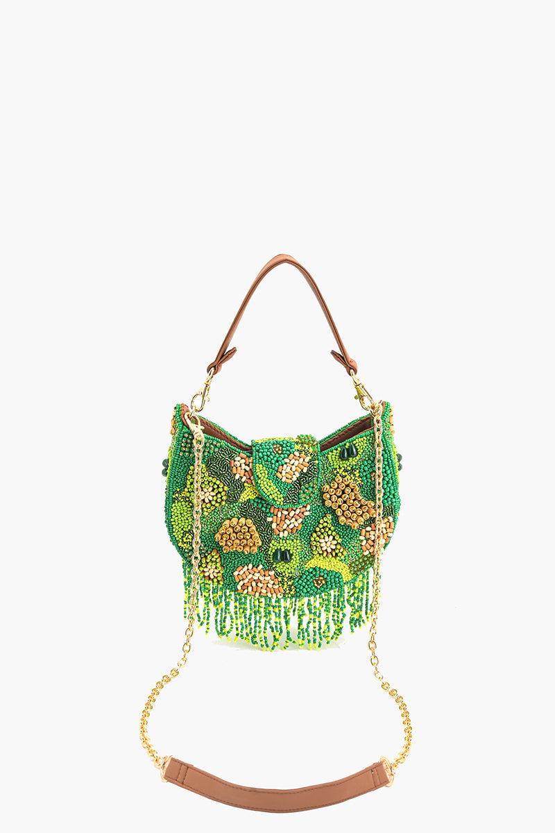 Rainforest Beaded Fringed Bag