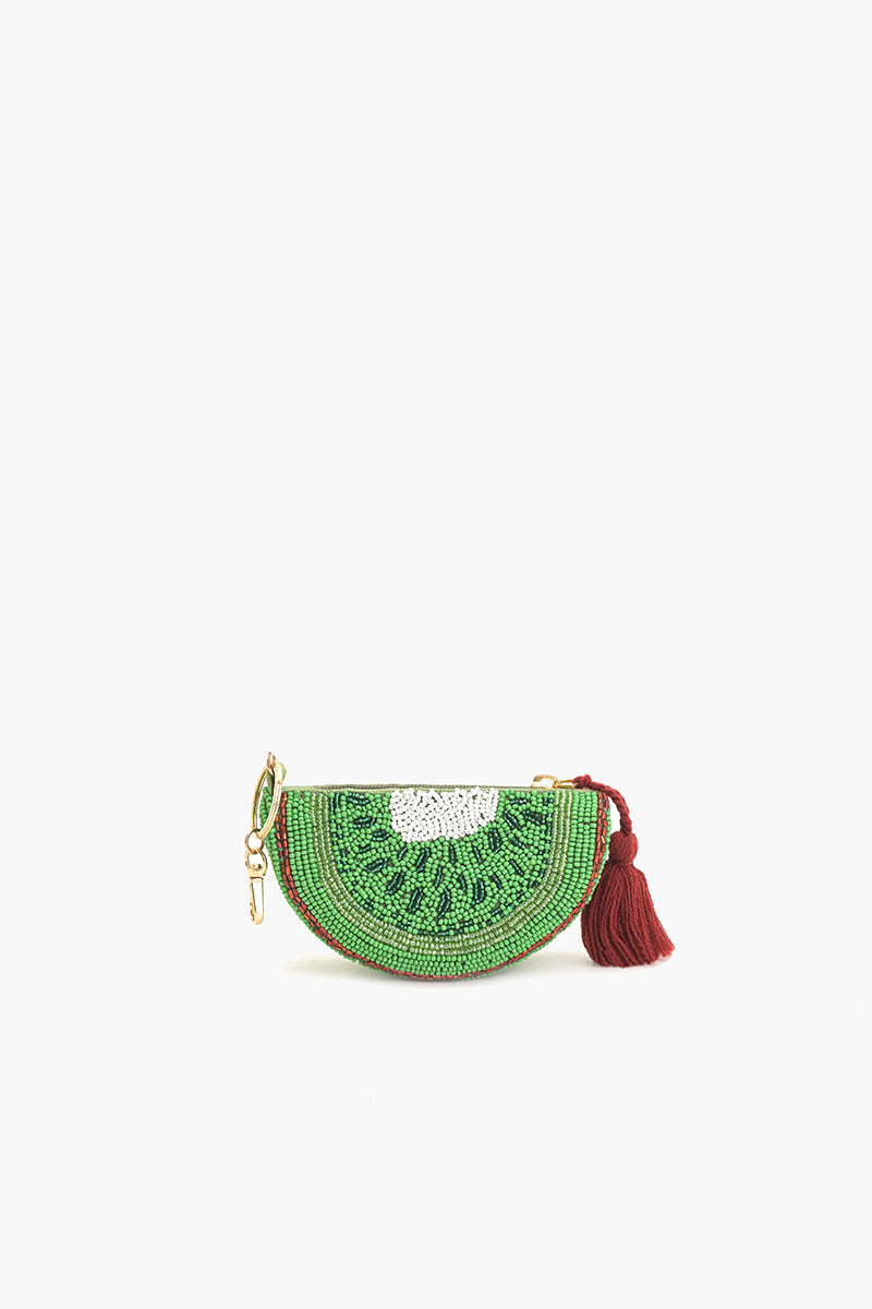 Tropical Kiwi Beaded Coin Pouch