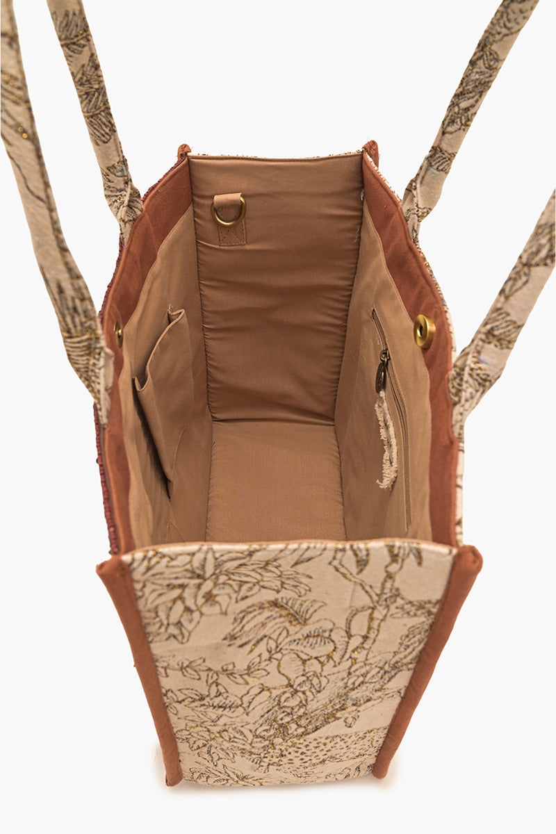 Forest Leopard Beaded Book Tote