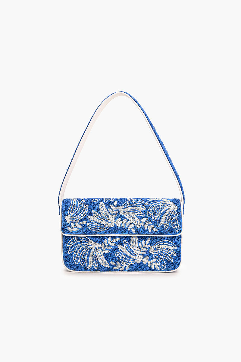 Blue-Nana Beaded Shoulder Bag