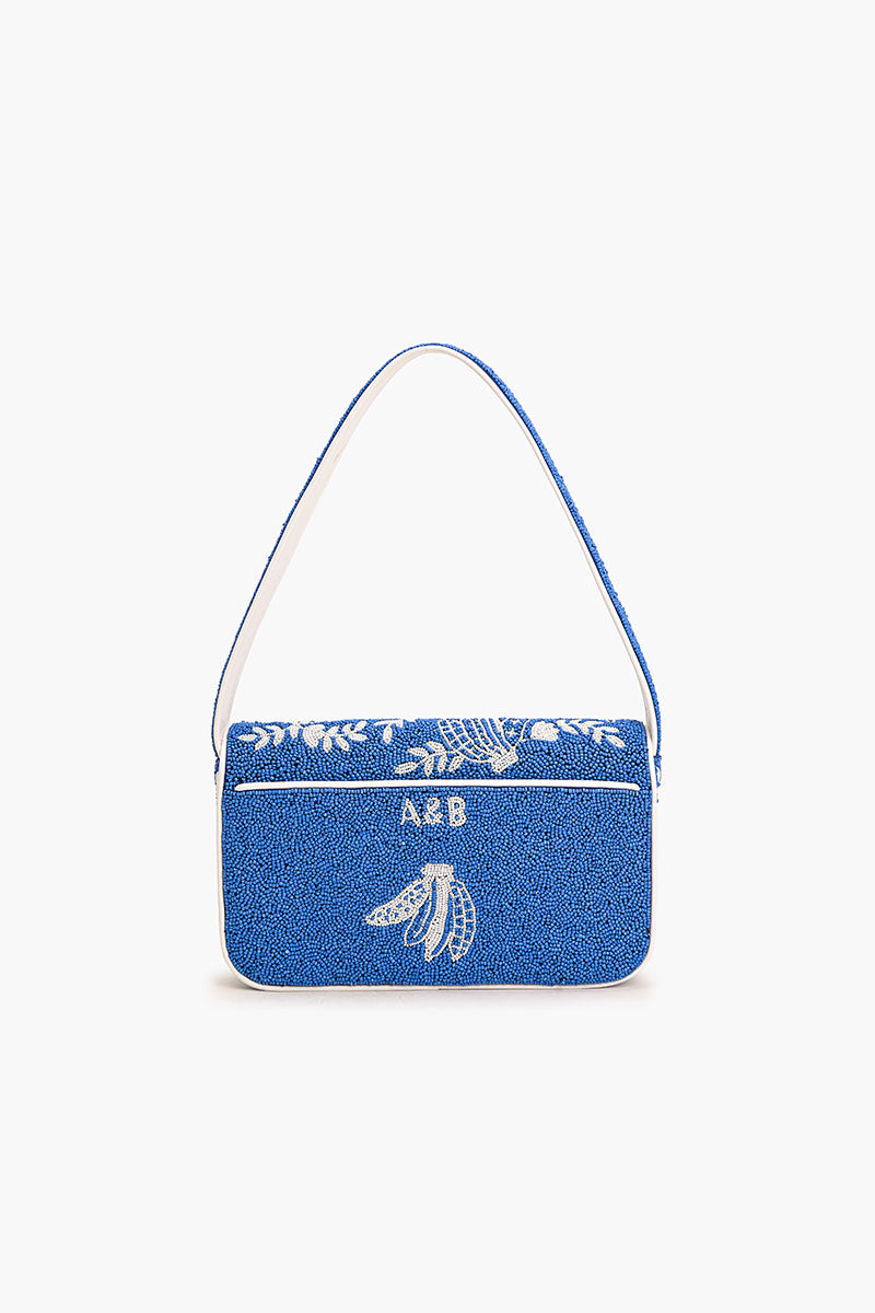 Blue-Nana Beaded Shoulder Bag