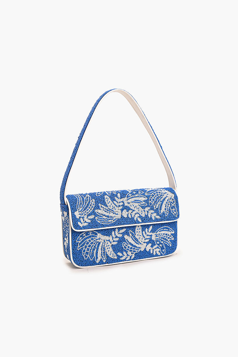 Blue-Nana Beaded Shoulder Bag