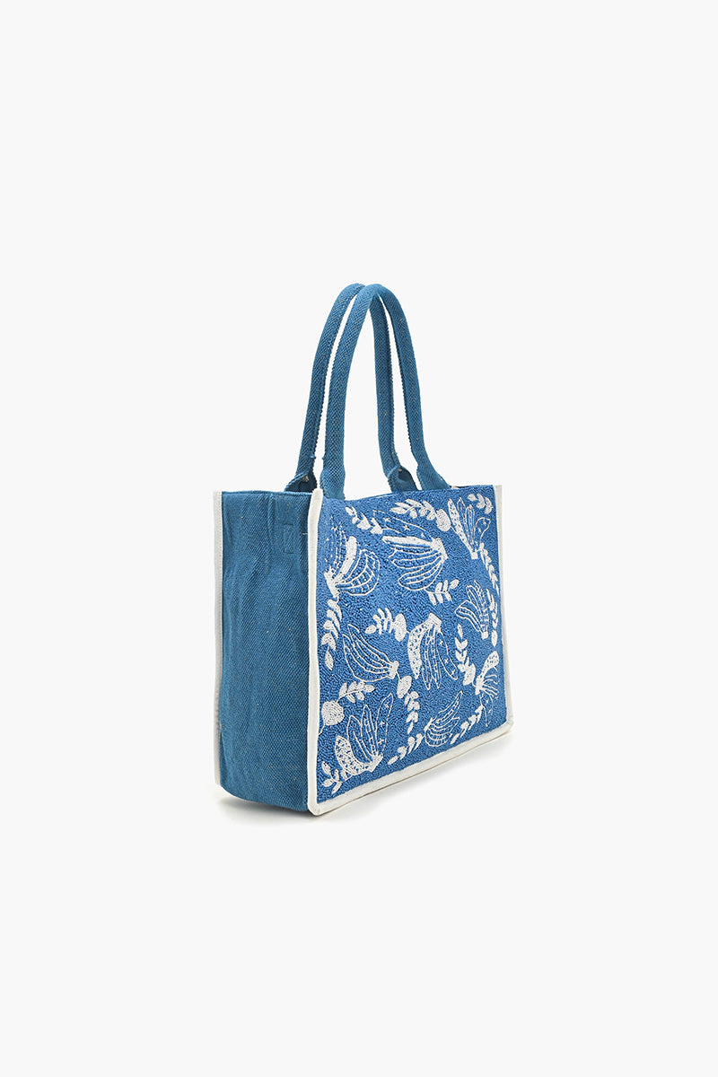 Blue-Nana Beaded Book Tote