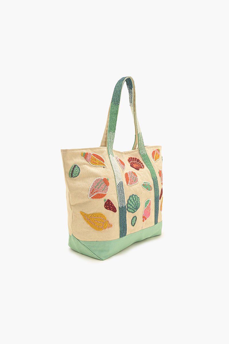 Sea Shell Beaded Boat Tote