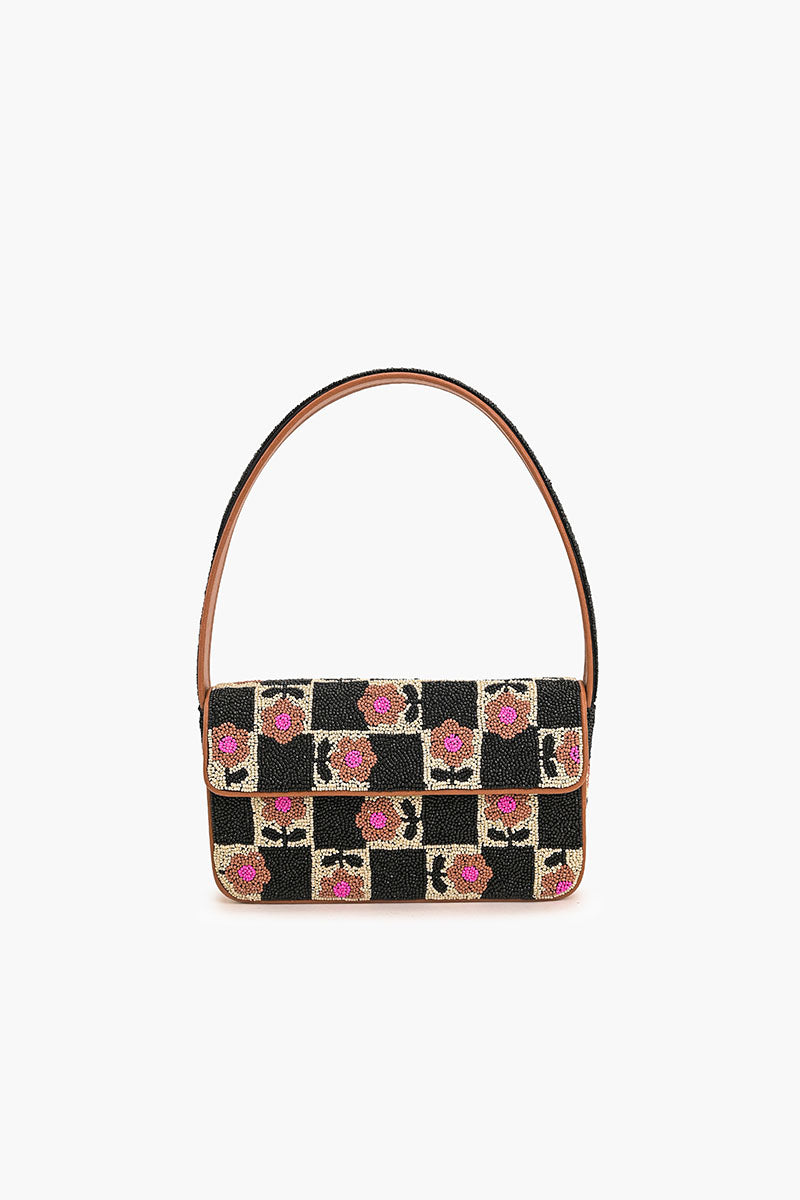 Geo Floral Beaded Shoulder Bag