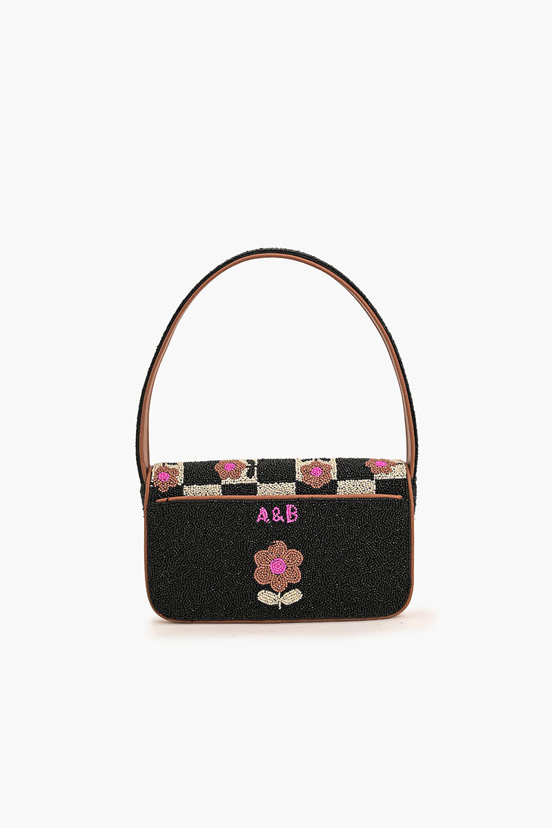 Geo Floral Beaded Shoulder Bag