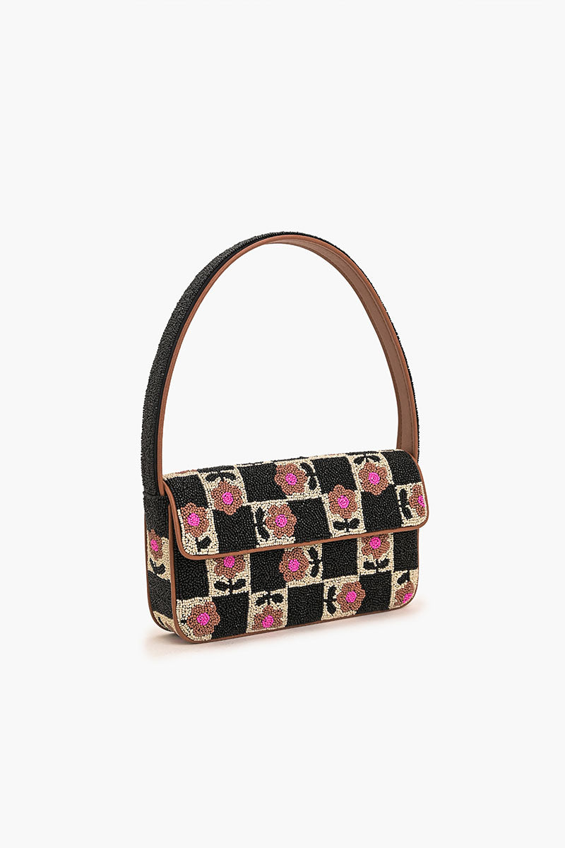 Geo Floral Beaded Shoulder Bag
