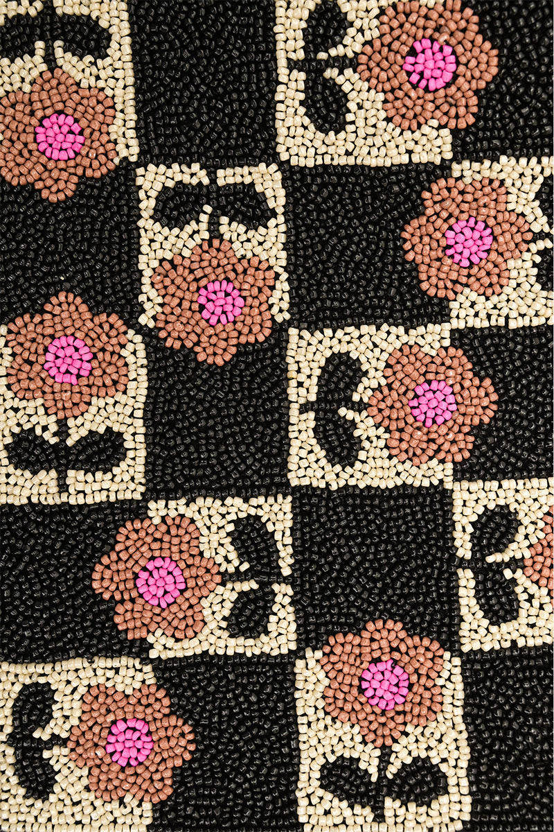 Geo Floral Beaded Shoulder Bag