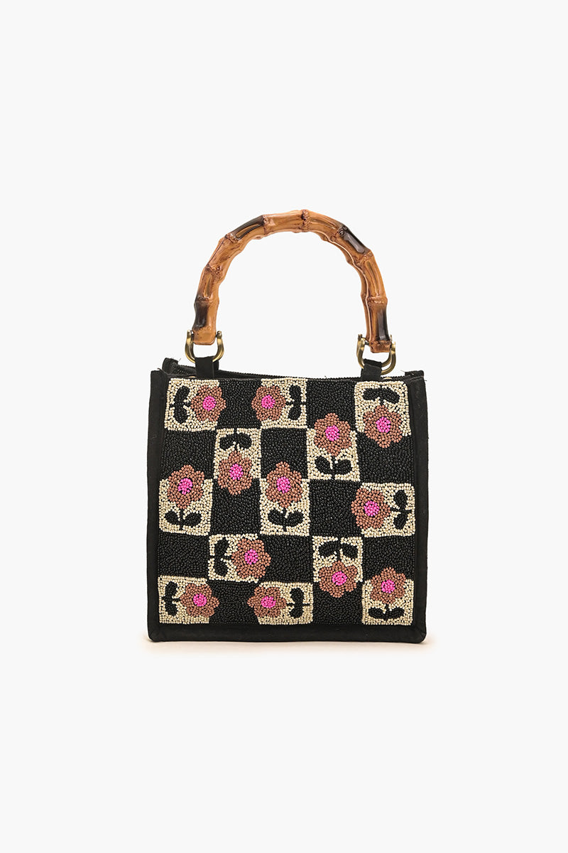 Geo Floral Beaded Hand Tote