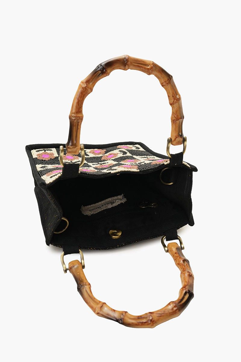 Geo Floral Beaded Hand Tote