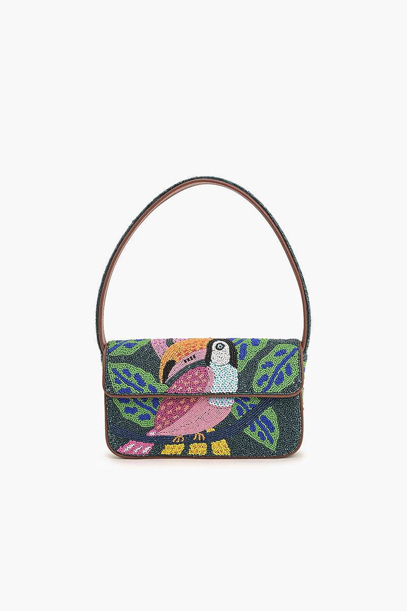 Tropical Toucan Beaded Shoulder Bag