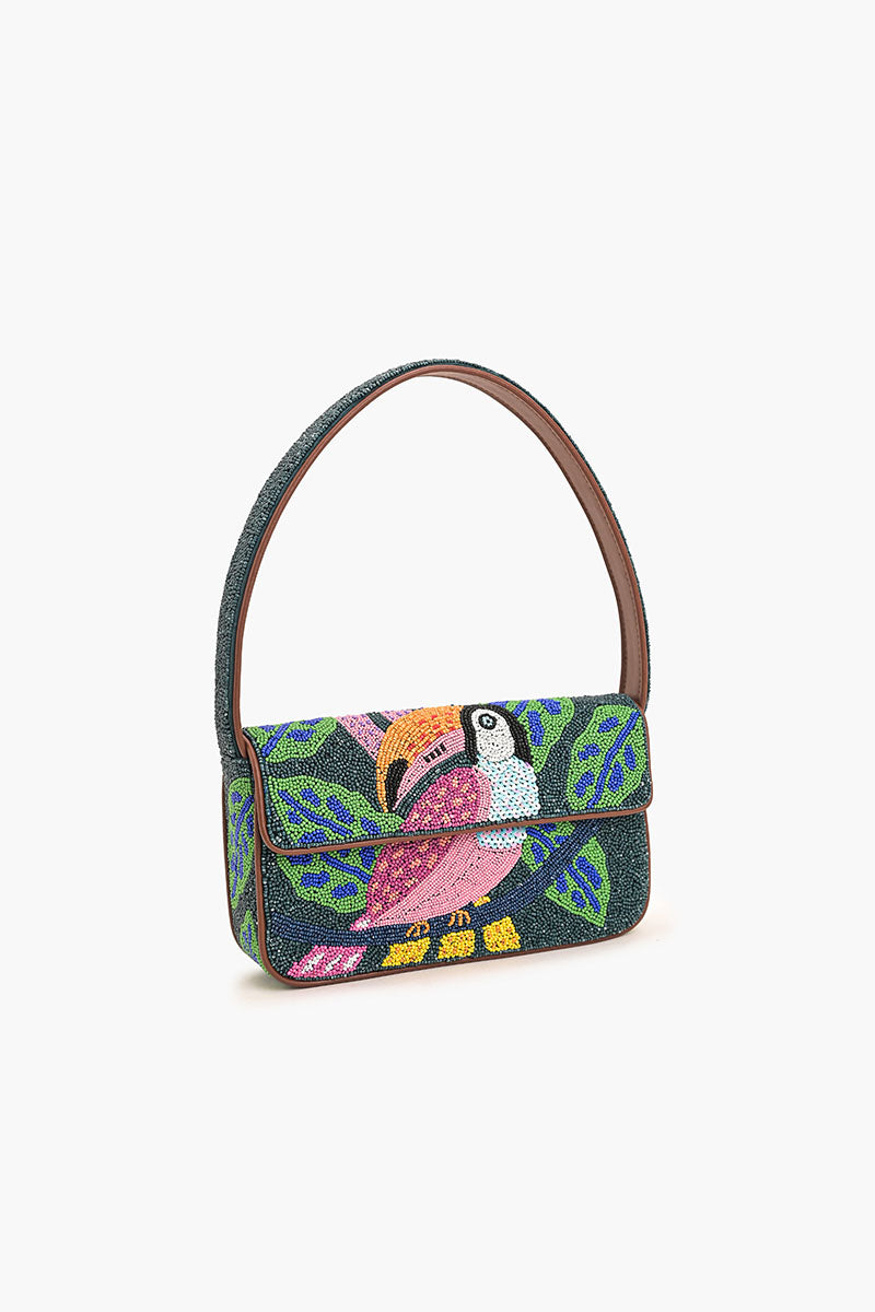 Tropical Toucan Beaded Shoulder Bag