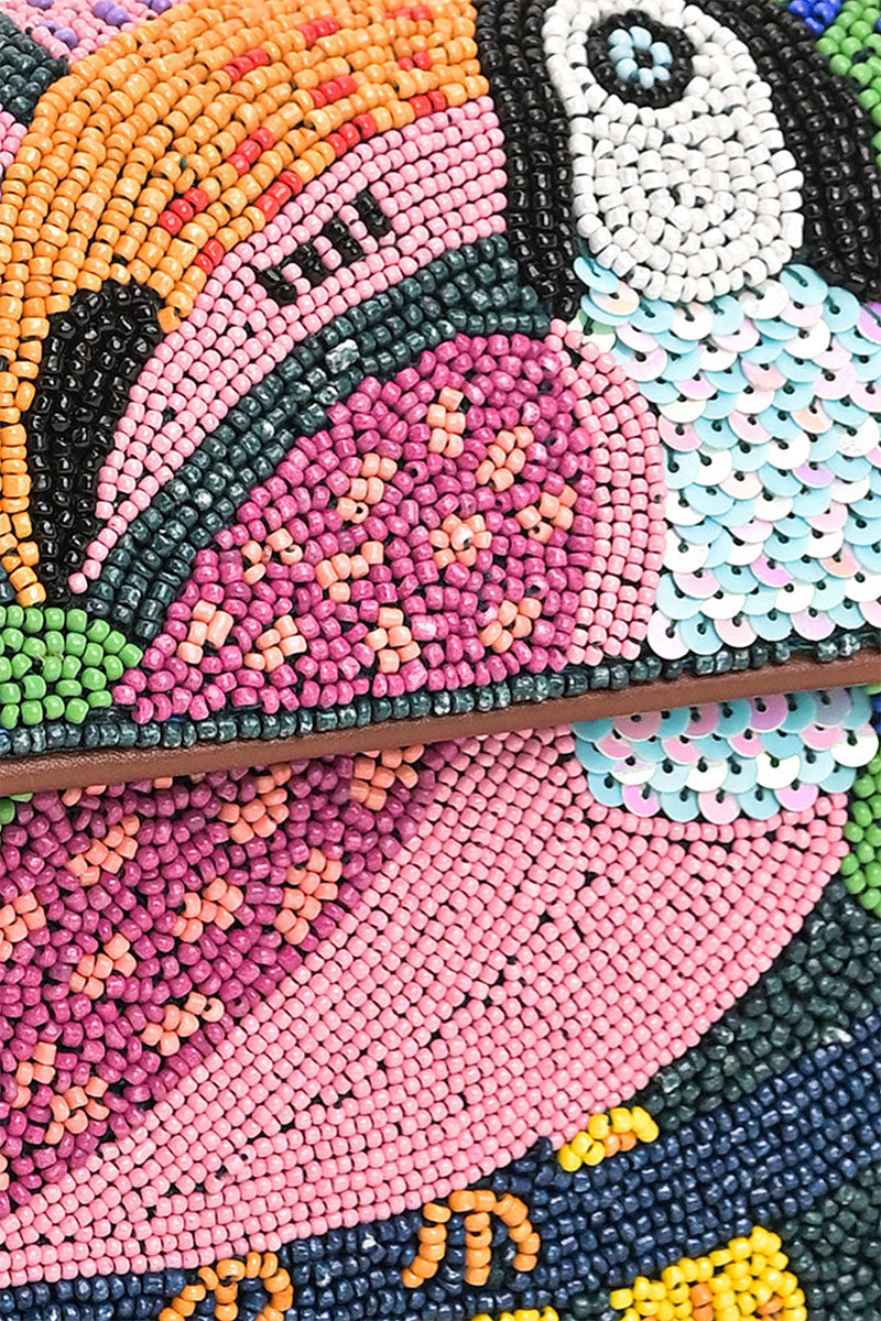 Tropical Toucan Beaded Shoulder Bag