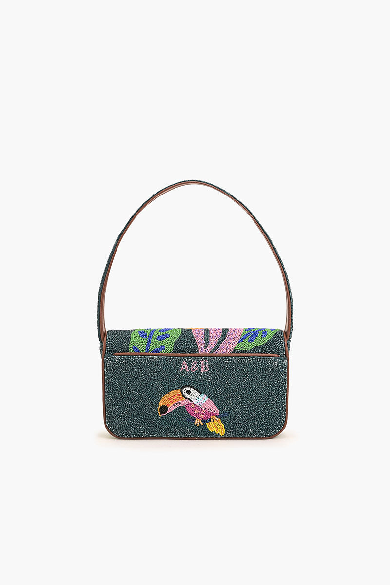 Tropical Toucan Beaded Shoulder Bag