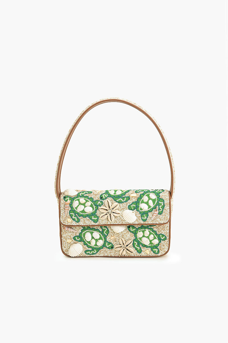 Sea Turtle Shell Beaded Shoulder Bag