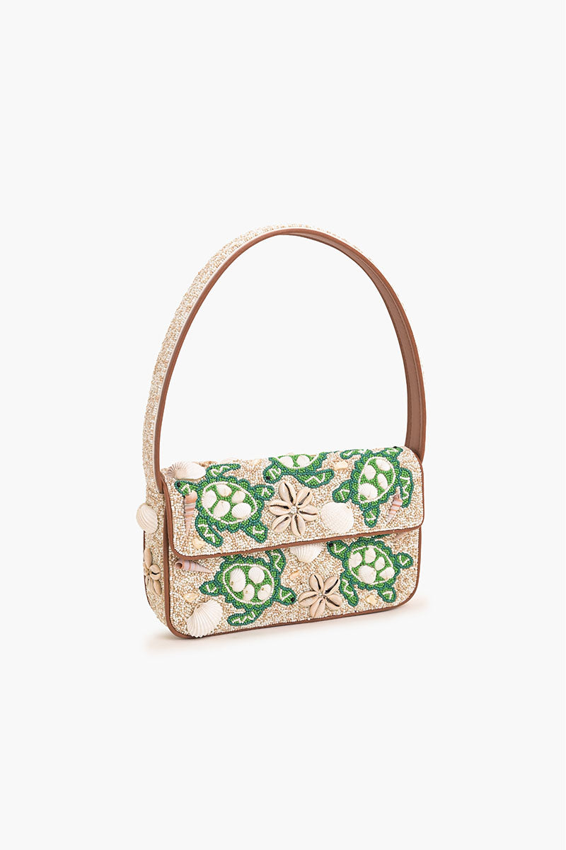 Sea Turtle Shell Beaded Shoulder Bag