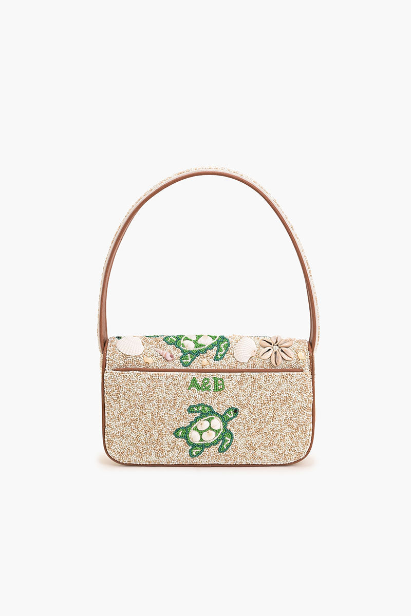 Sea Turtle Shell Beaded Shoulder Bag