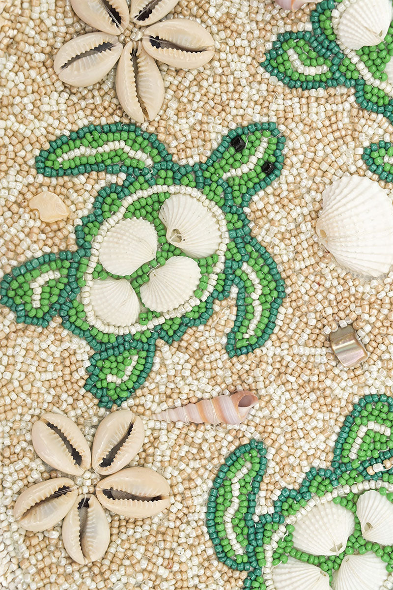 Sea Turtle Shell Beaded Shoulder Bag
