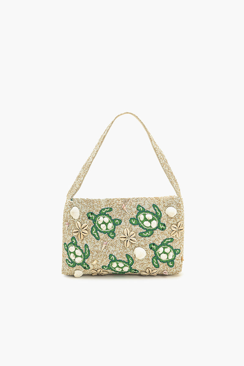 Sea Turtle Shell Beaded Large Shoulder Bag