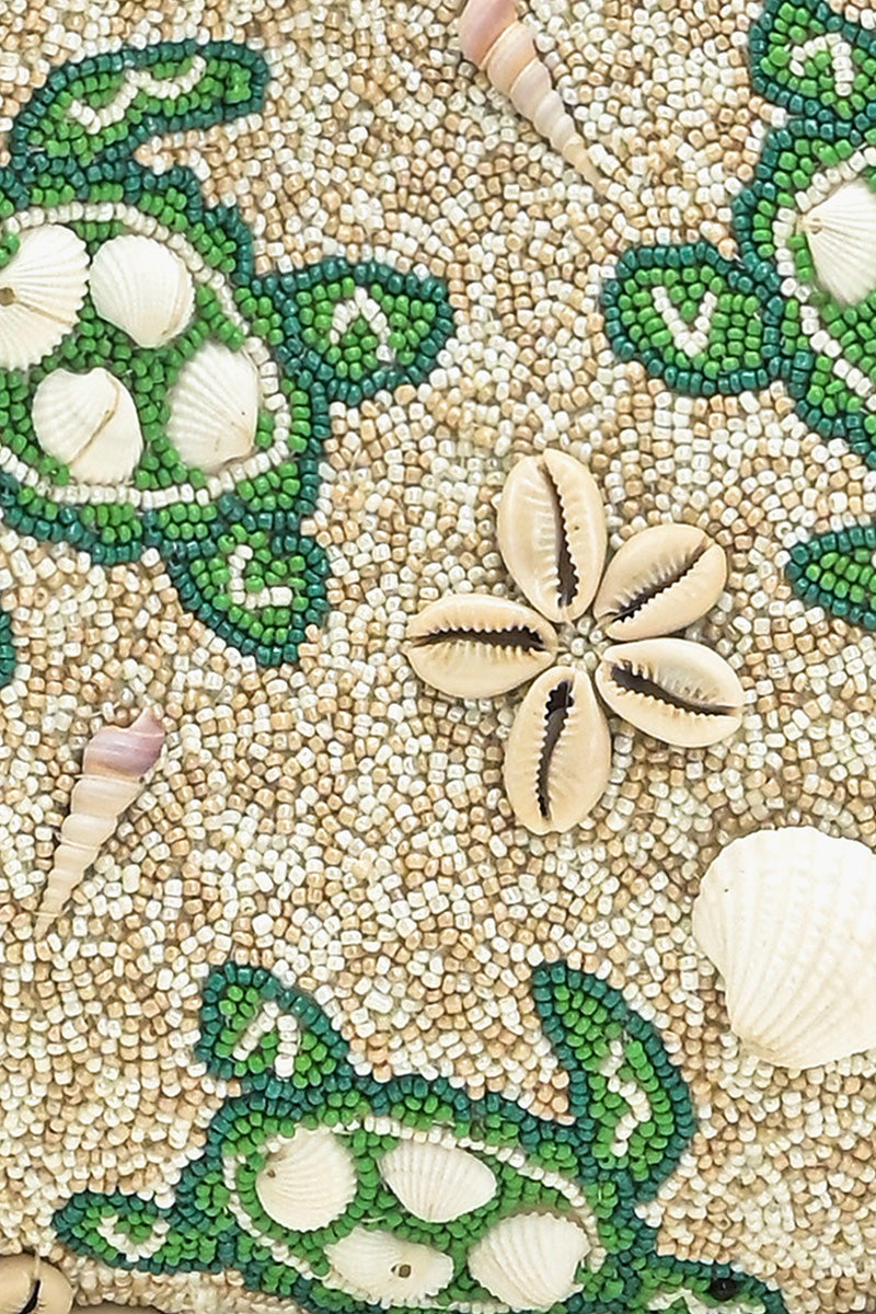 Sea Turtle Shell Beaded Large Shoulder Bag