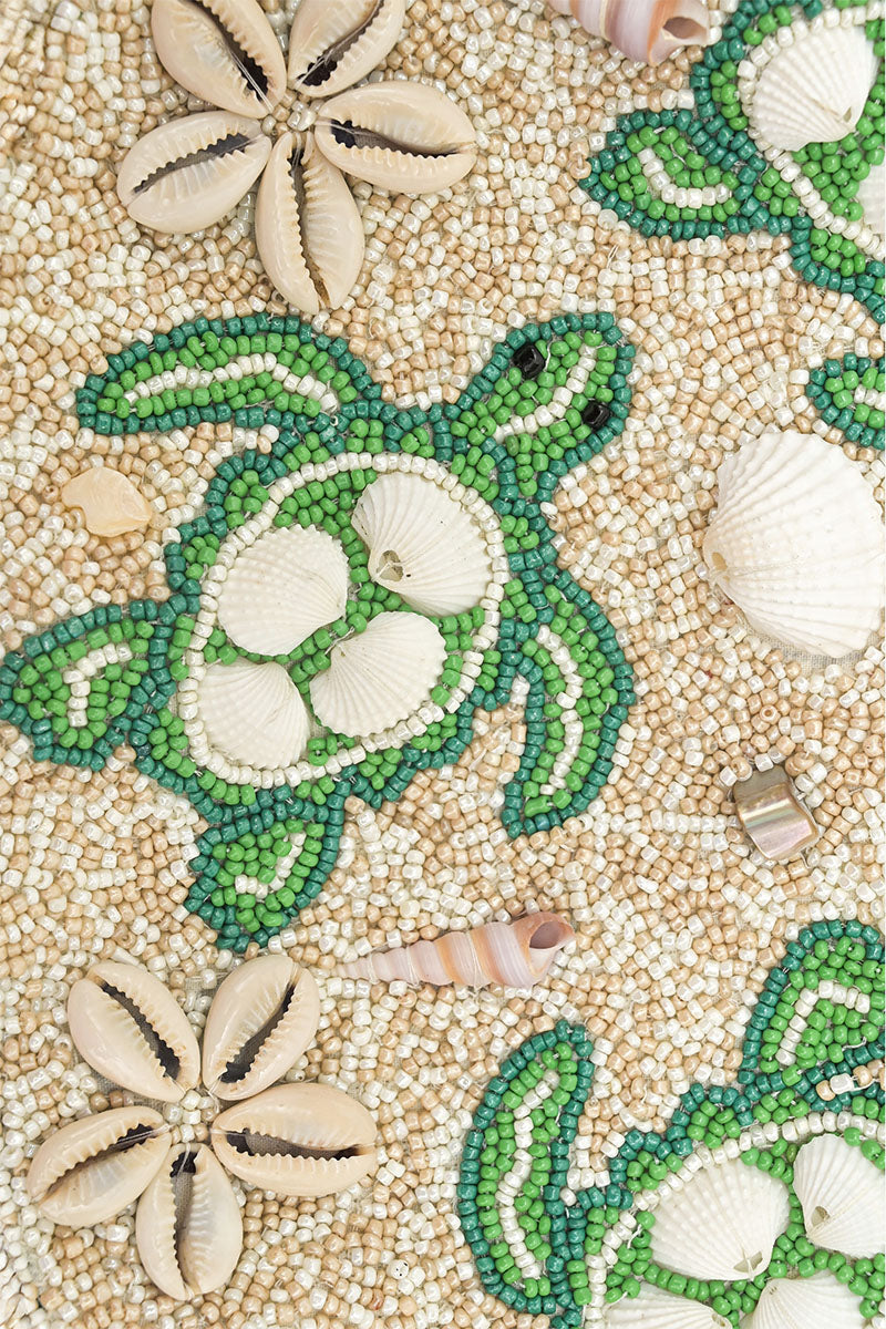 Sea Turtle Shell Beaded Hobo Bag