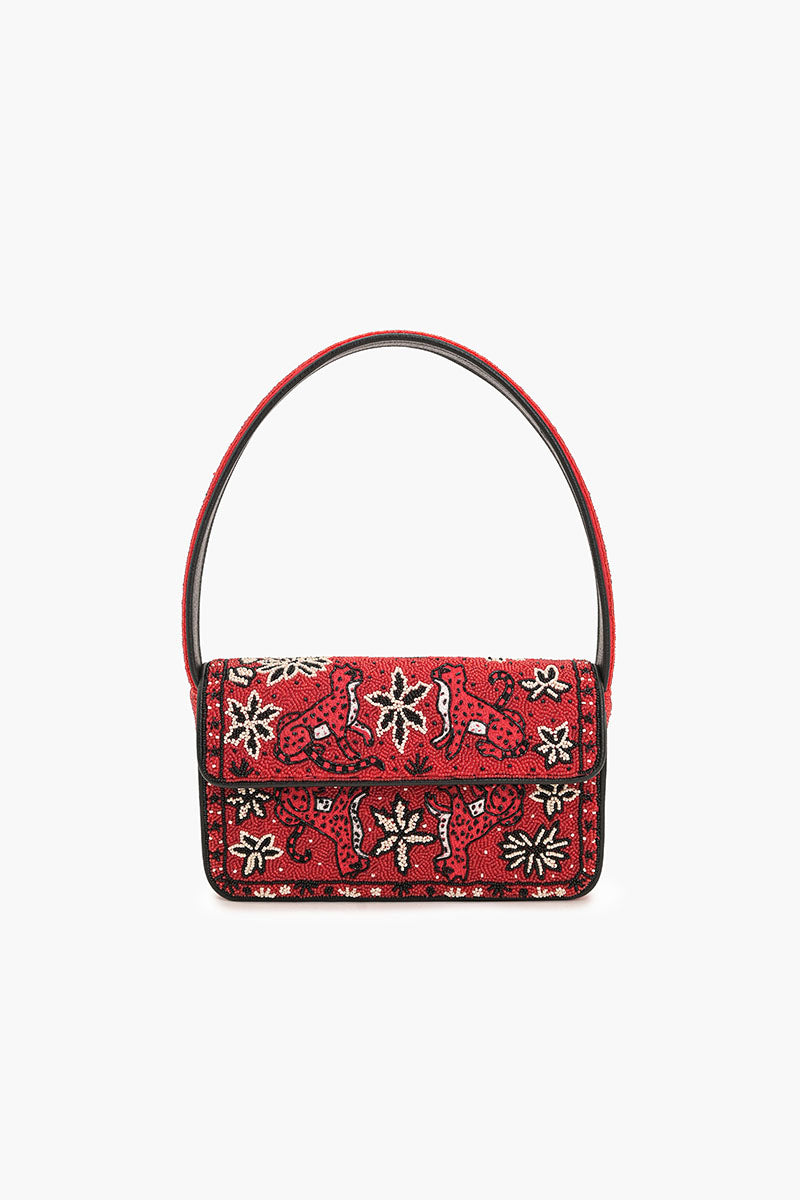 Leopard Scarf Beaded Shoulder Bag