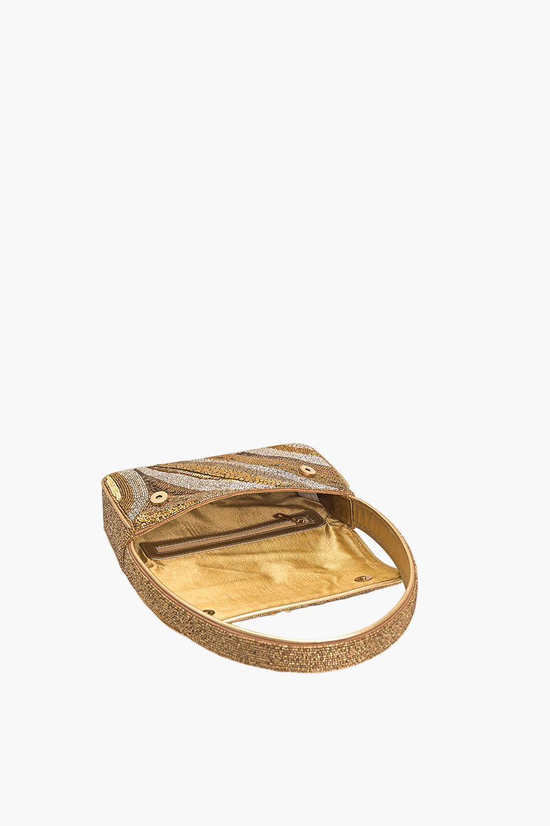 Golden Glam Beaded Shoulder Bag