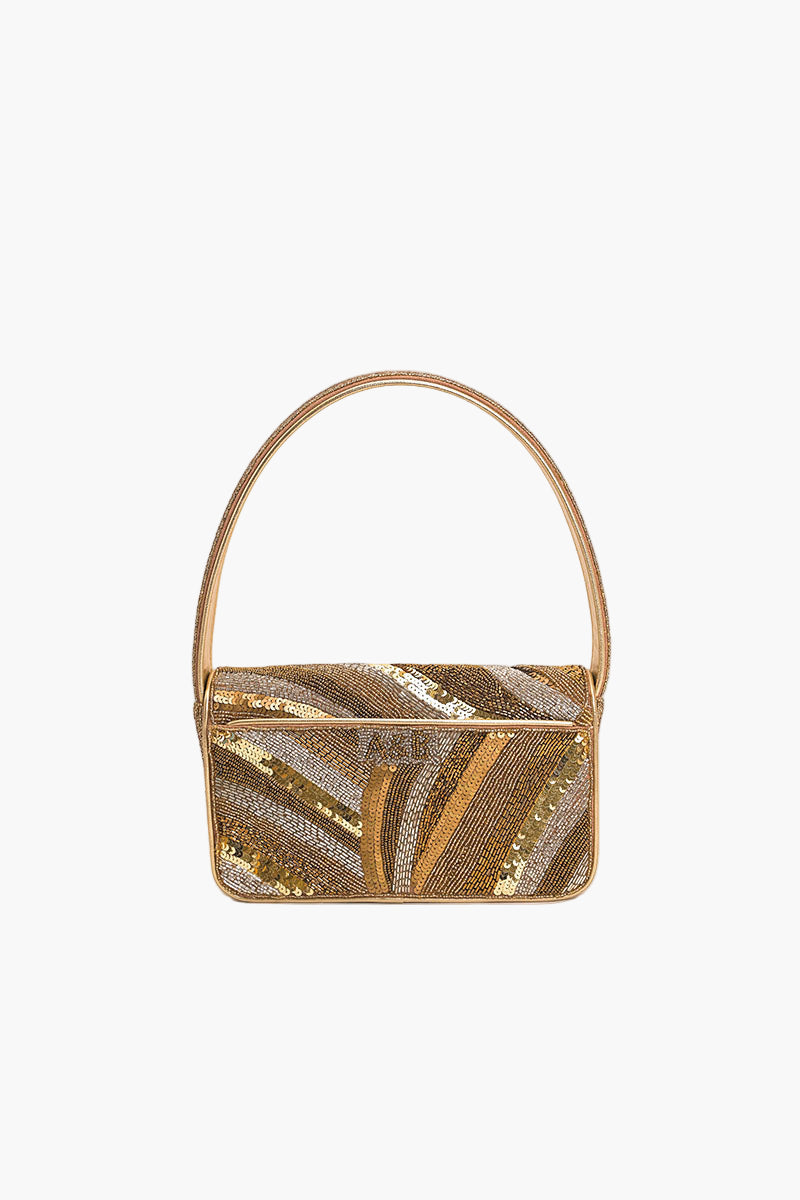 Golden Glam Beaded Shoulder Bag