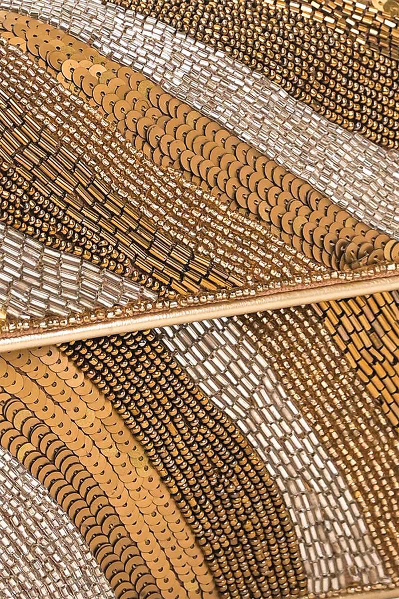 Golden Glam Beaded Shoulder Bag