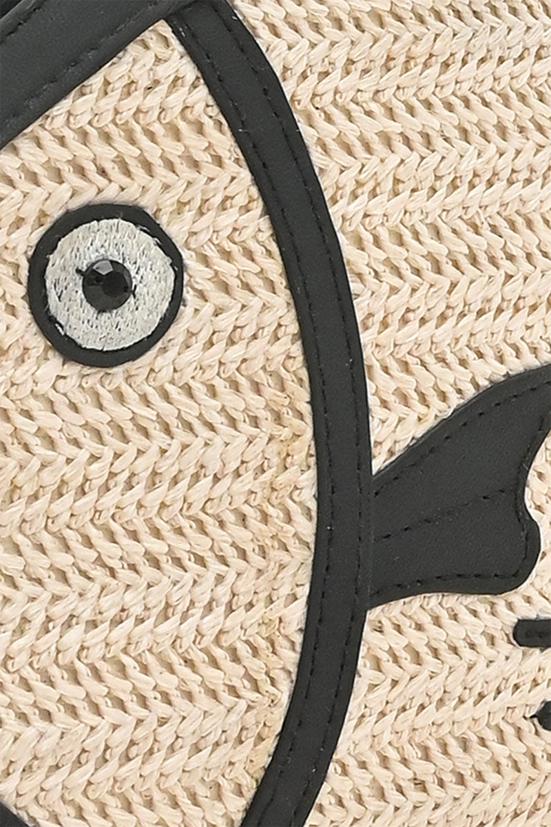 Black Trim Fish Raffia Handheld Clutch