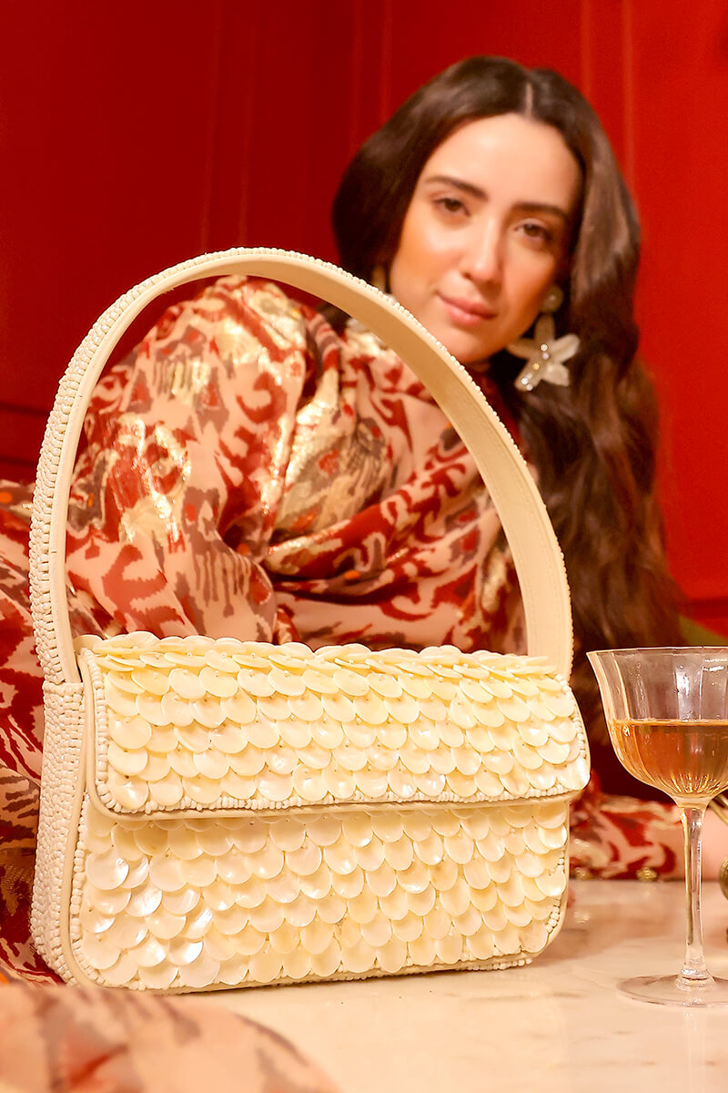 Rainbow Shell Beaded Shoulder Bag