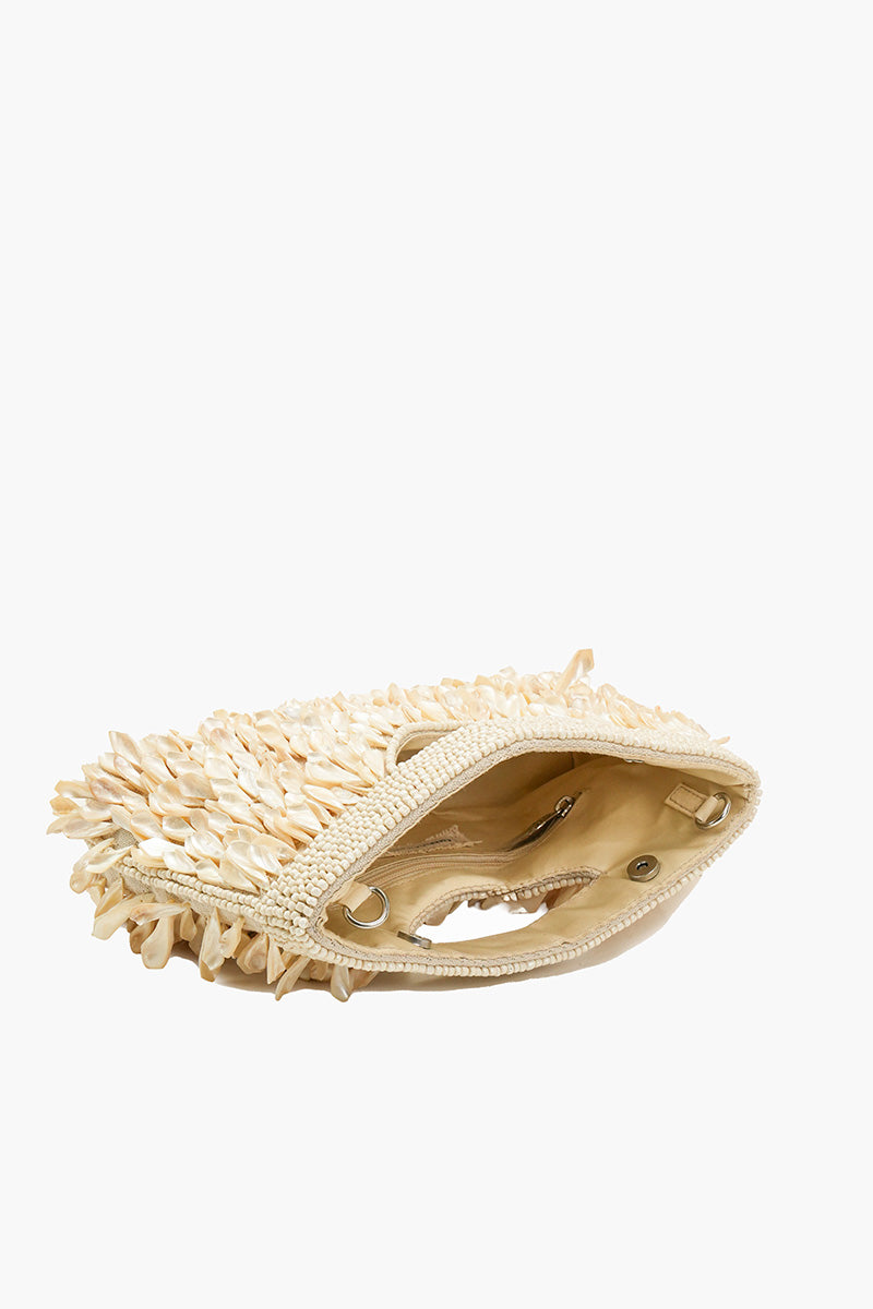 Rainbow Shell Beaded Round Handheld Bag