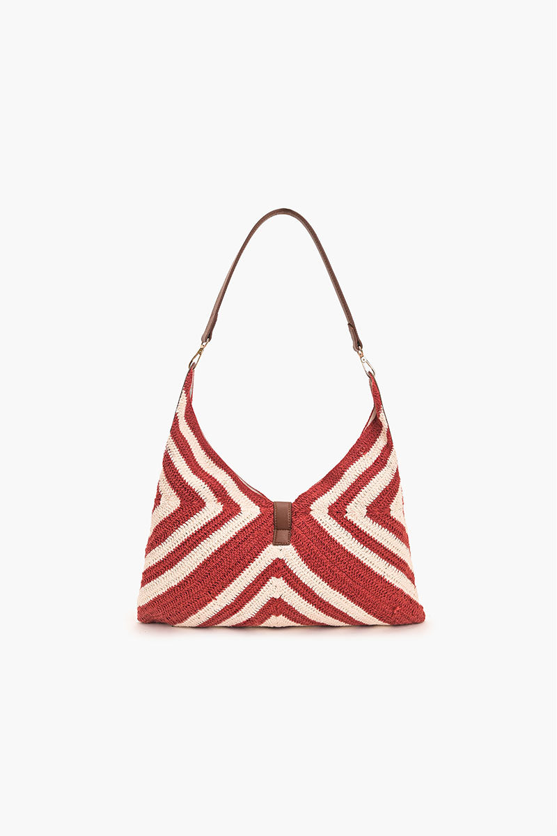 Striped Crochet Hobo Bag