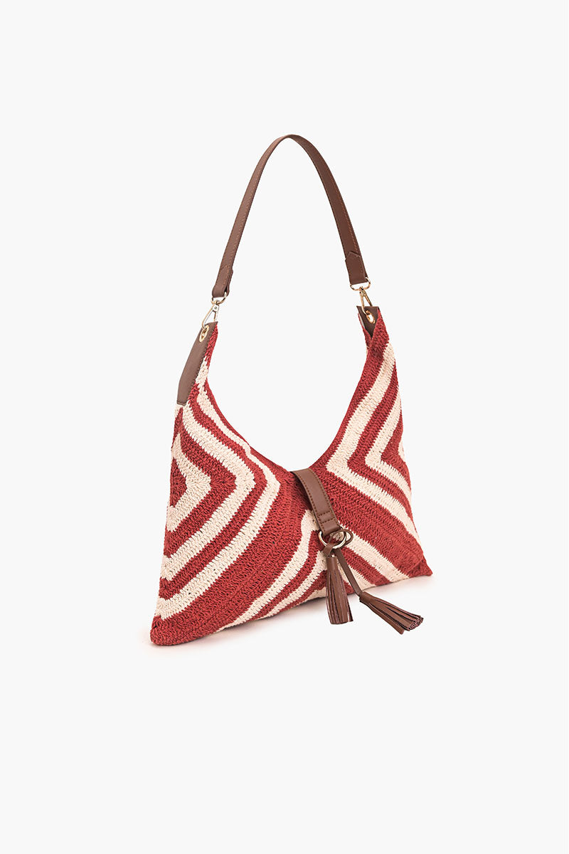 Striped Crochet Hobo Bag