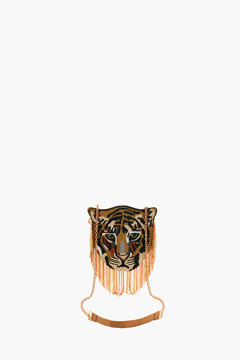 Tiger Shaped Beaded Crossbody Bag