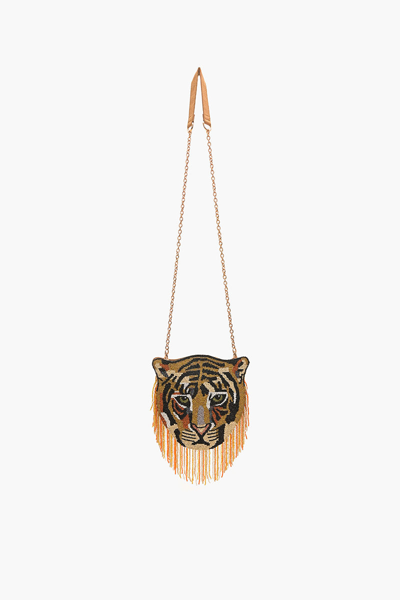 Tiger Shaped Beaded Crossbody Bag