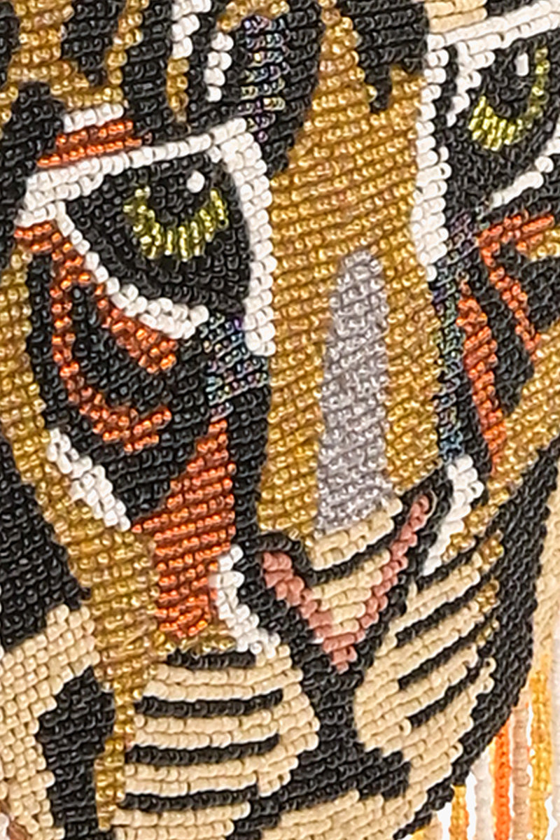 Tiger Shaped Beaded Crossbody Bag