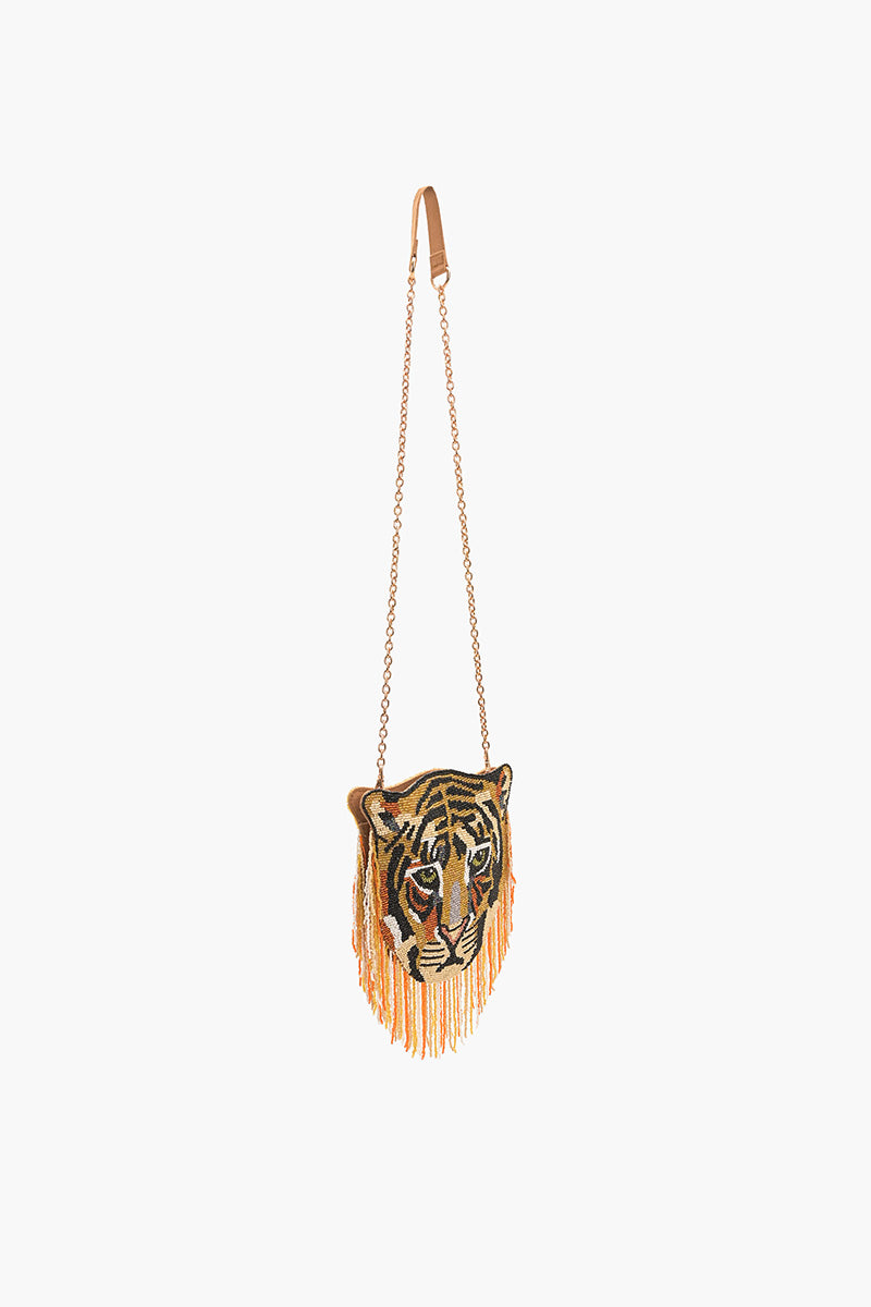 Tiger Shaped Beaded Crossbody Bag