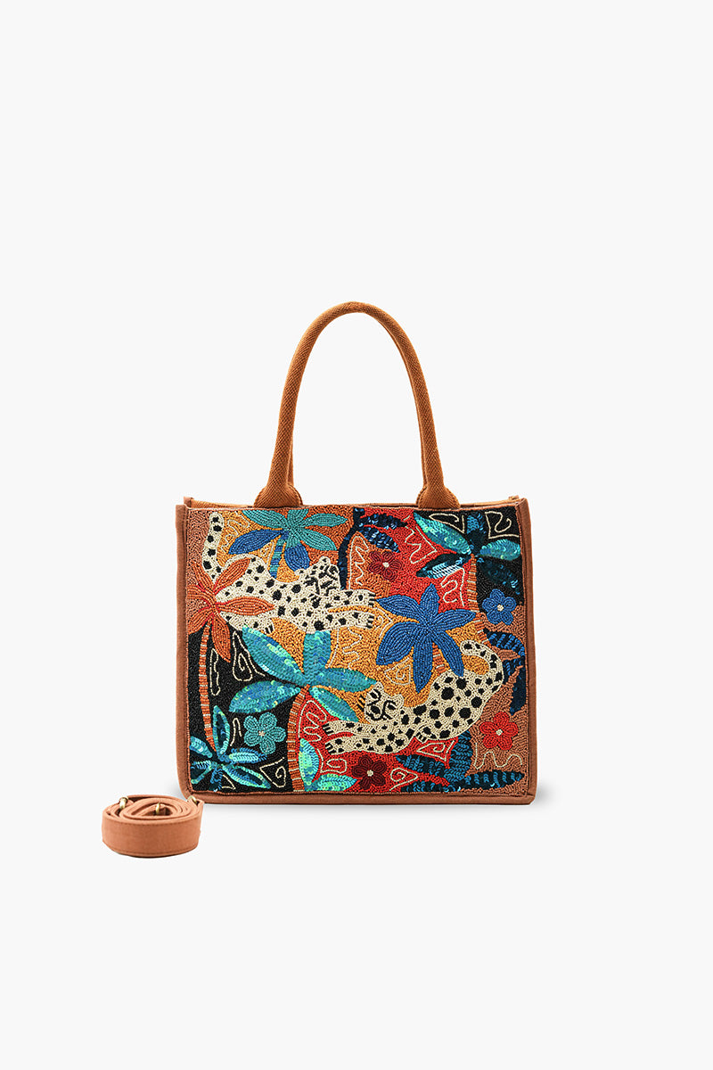 Autumn Forest Beaded Book Tote