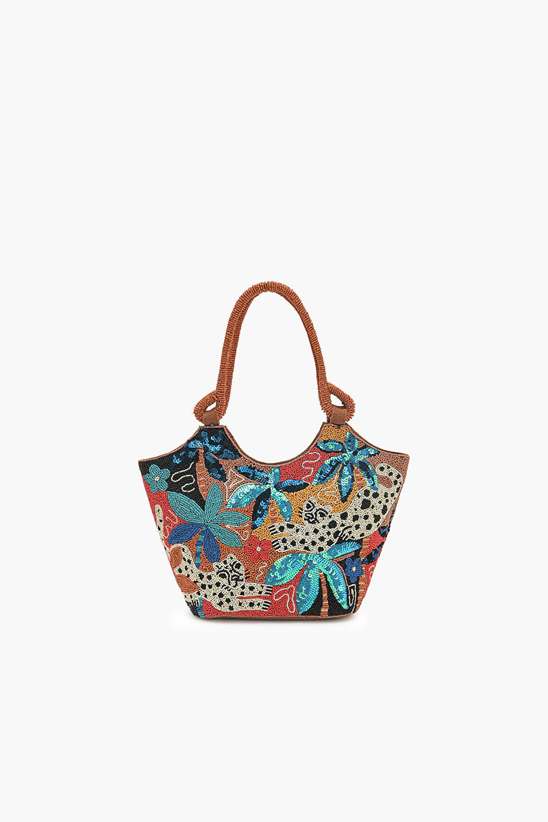 Autumn Forest Beaded Tote