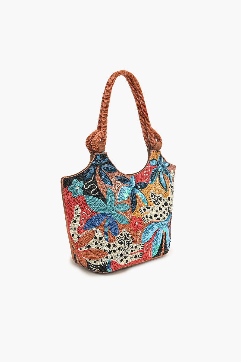 Autumn Forest Beaded Tote