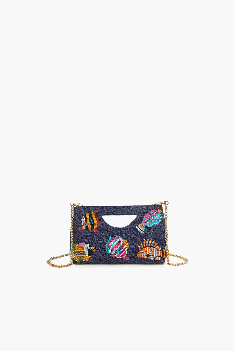 Colorful Fish Beaded Handheld Clutch