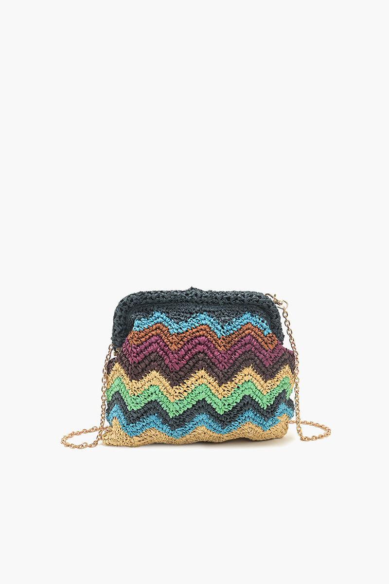 Chevron Raffia Clutch