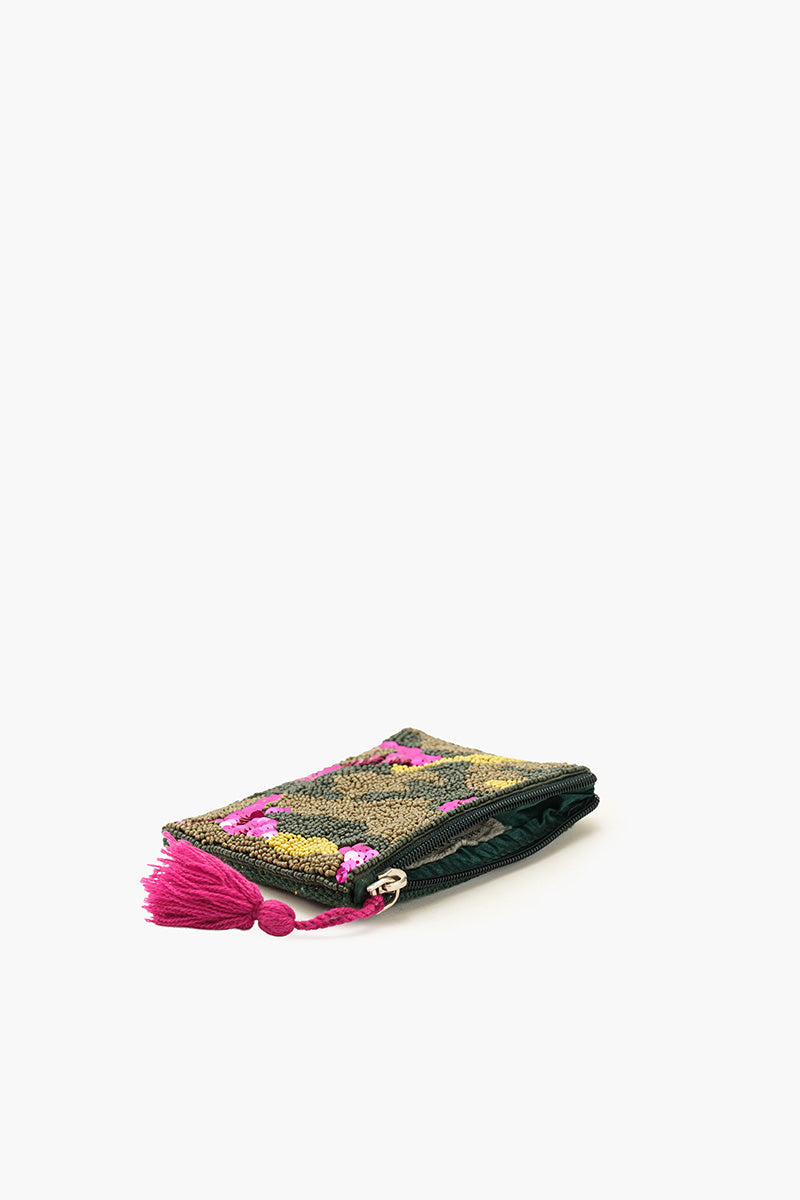 Camo Beaded Coin Pouch