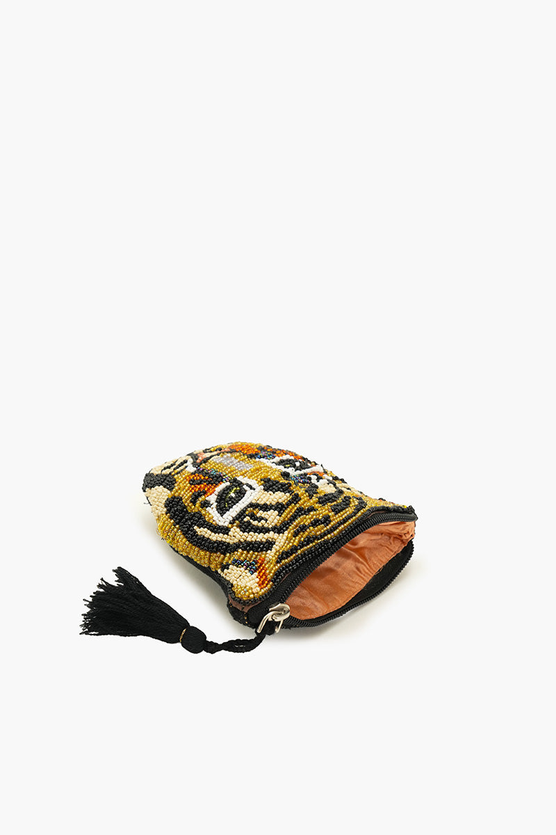 Tiger Beaded Coin Bag