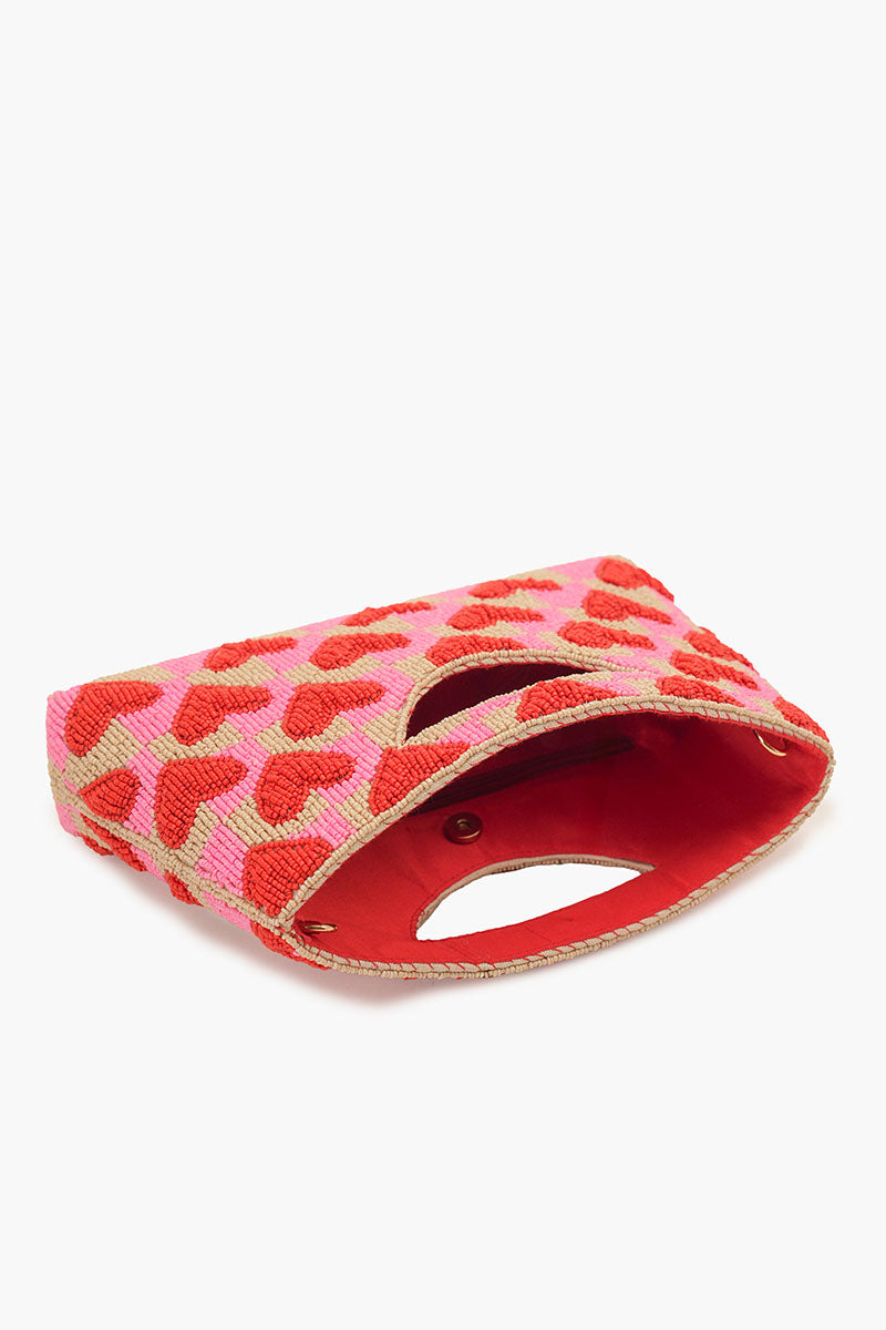 Amour Artisan Heart Beaded Handheld Clutch