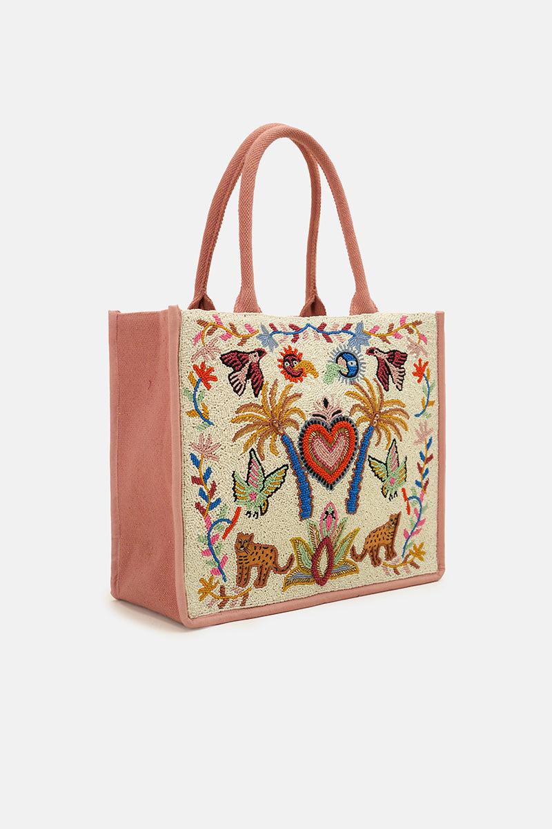 Safari Luxe Leopard Hand-Beaded Book Tote