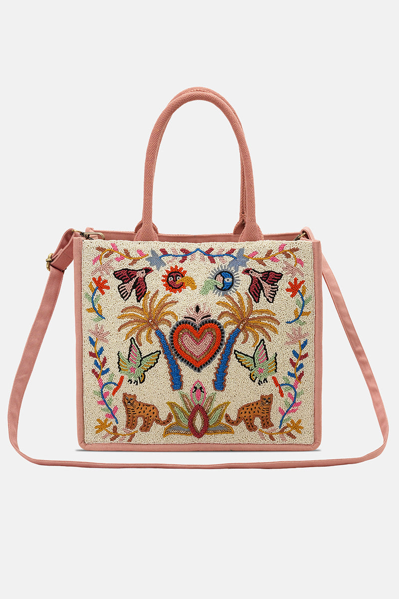 Safari Luxe Leopard Hand-Beaded Book Tote